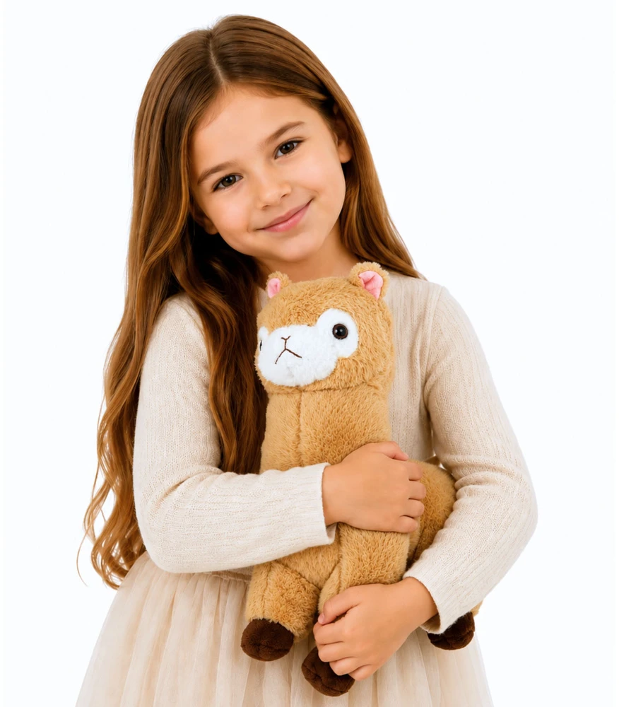 Lean Toys Pliušinis žaislas alpaka, kreminė su rudais akcentais, 38 × 26 × 15 cm