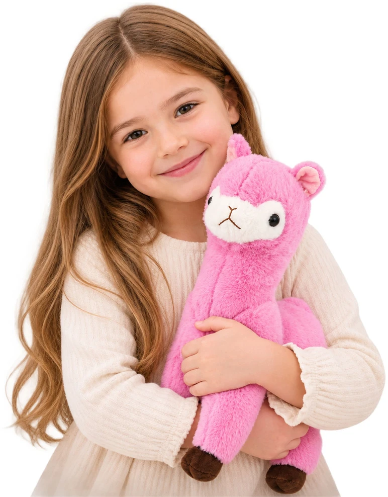 Lean Toys Pliušinis žaislas alpaka, rožinis su rudais akcentais, 38 × 26 × 15 cm