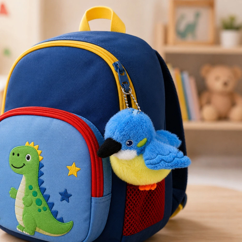 Lean Toys Pliušinis paukštelis su pakabuku, mėlynas, 9 × 7 × 7 cm