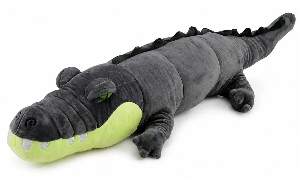 Lean Toys Pliušinis krokodilas, pilkas, 90 x 30 x 25 cm