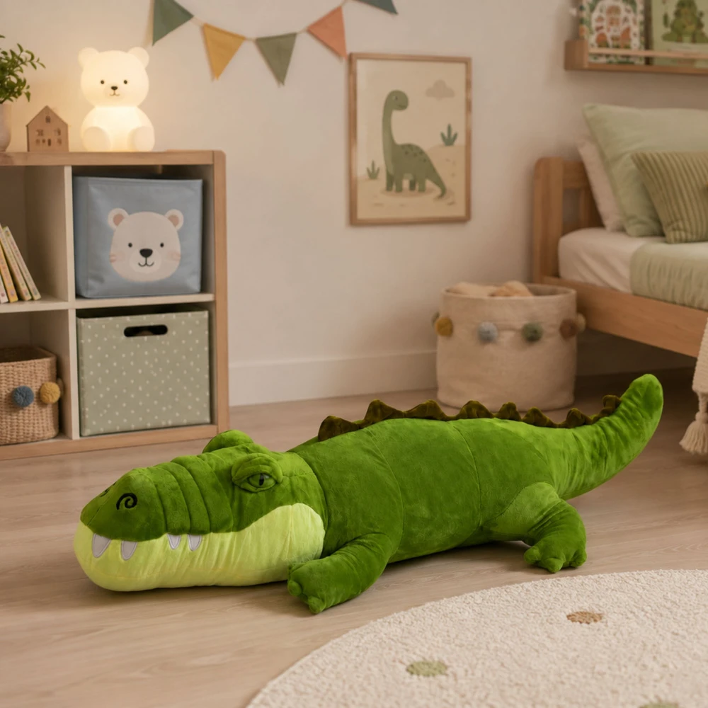 Lean Toys Pliušinis krokodilas, žalias, 70 × 25 × 25 cm