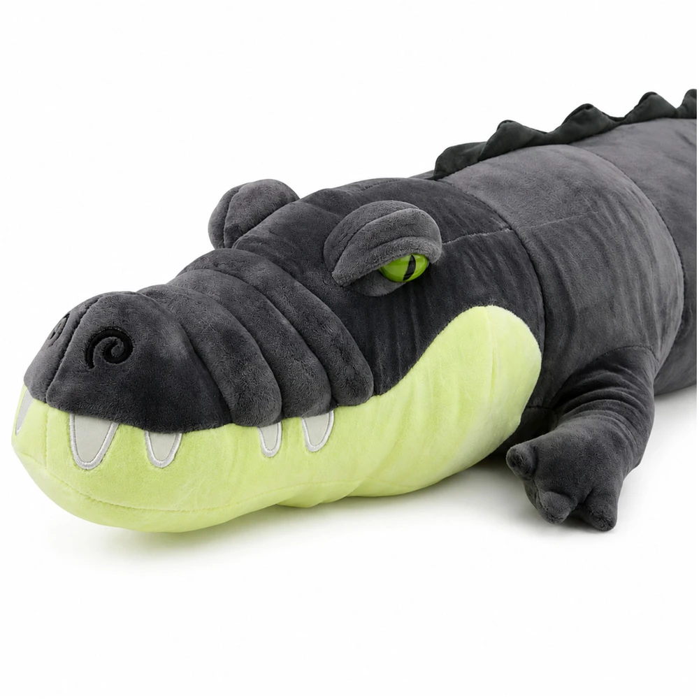 Lean Toys Pliušinis krokodilas, pilkas, 90 x 30 x 25 cm