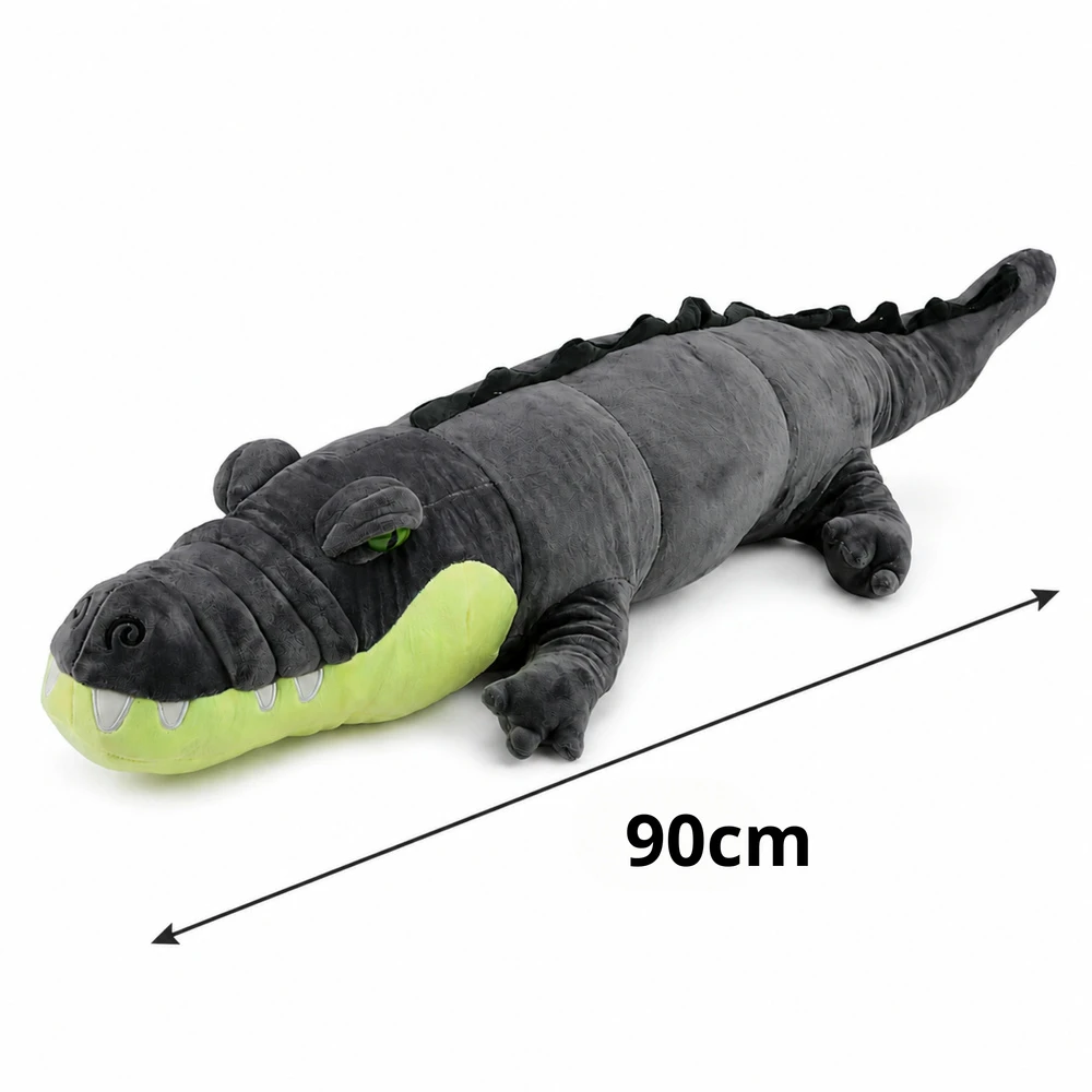 Lean Toys Pliušinis krokodilas, pilkas, 90 x 30 x 25 cm