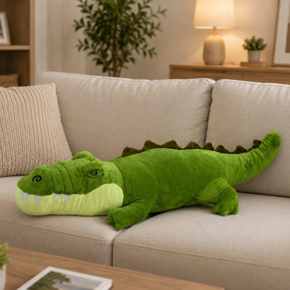 Lean Toys Pliušinis krokodilas, žalias, 70 × 25 × 25 cm