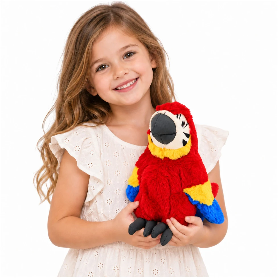 Lean Toys Pluszowa Papuga Ara Maskotka Miękka Przytulanka Czerwona 25 cm