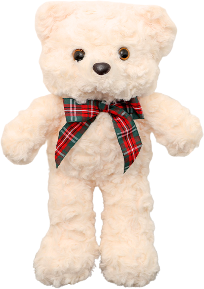 Lean Toys Pliušinis meškiukas su kaspinu, baltas, 30 cm