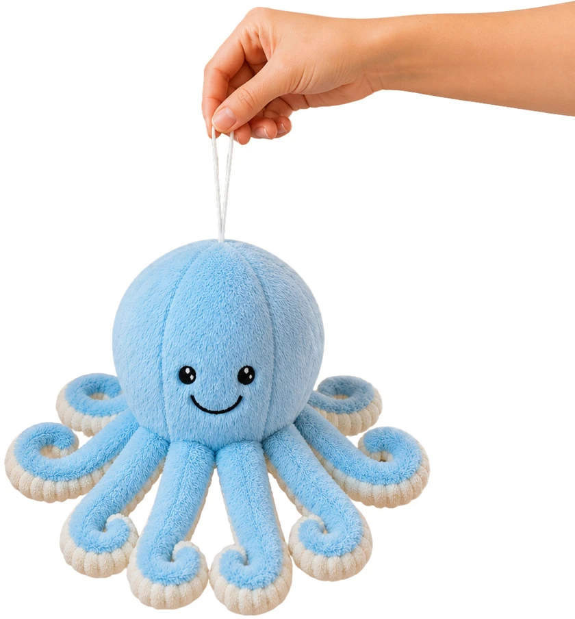 Lean Toys Pliušinis aštuonkojis su tampriais čiuptuvais, mėlynas, 30 × 20 × 20 cm