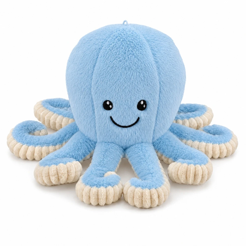 Lean Toys Pliušinis aštuonkojis su tampriais čiuptuvais, mėlynas, 30 × 20 × 20 cm