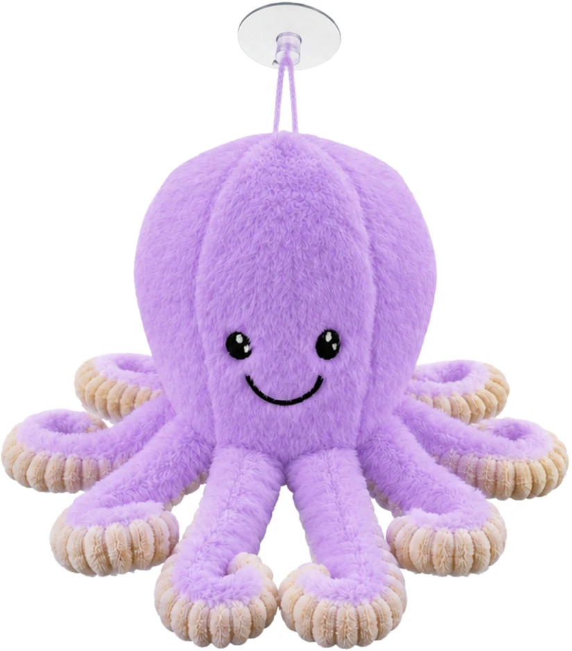 Lean Toys Pliušinis aštuonkojis su tampriais čiuptuvais, violetinis, 16 × 10 × 10 cm