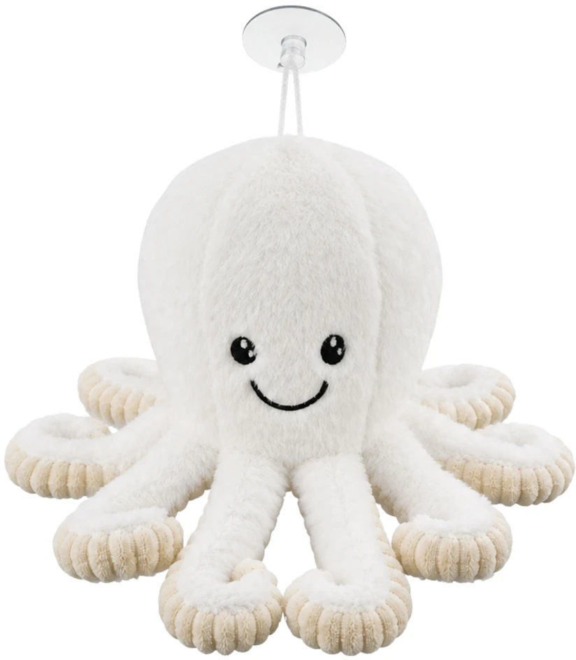 Lean Toys Pliušinis aštuonkojis su siurbtuku ir tampriais čiuptuvais, baltas, 16 × 10 × 10 cm