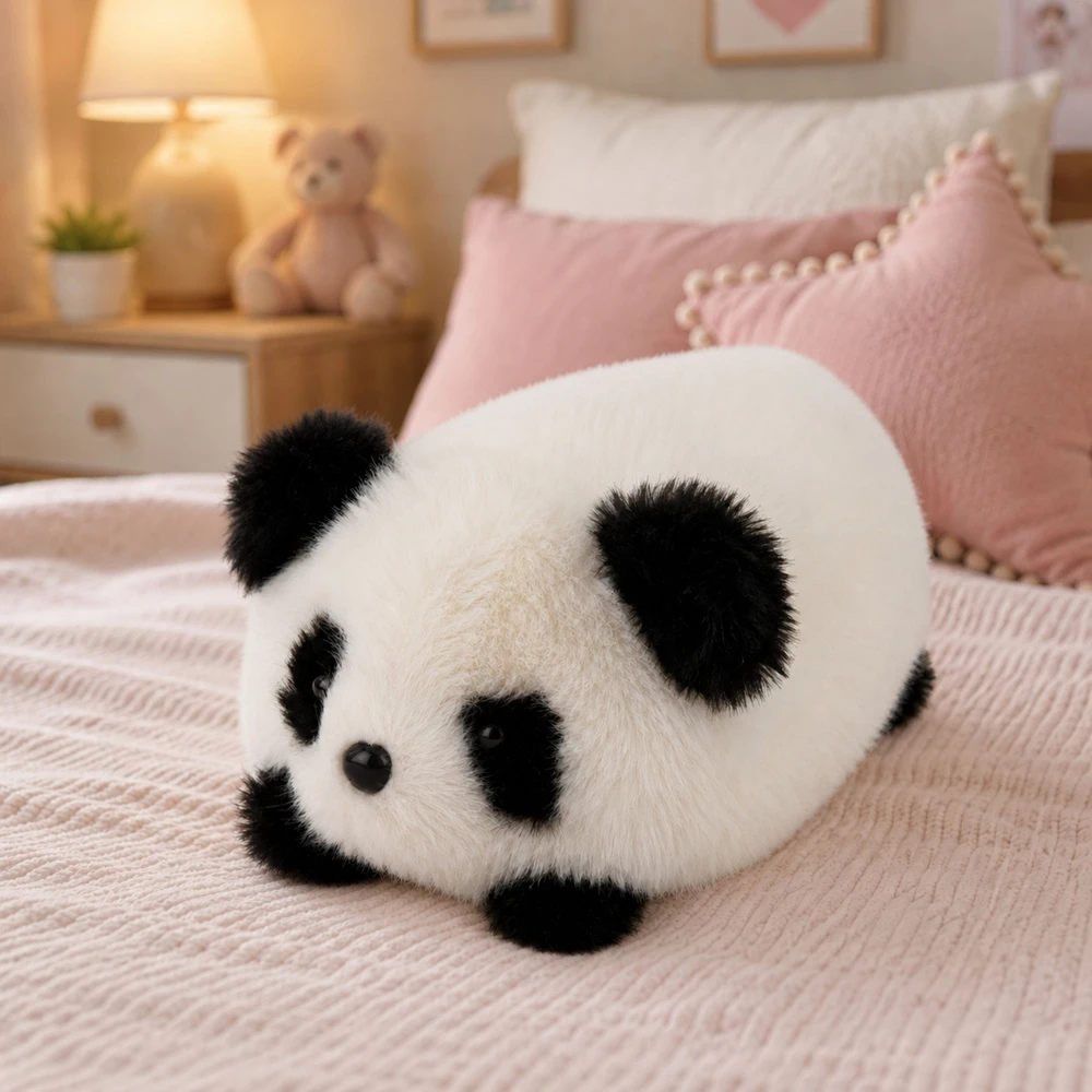 Lean Toys Pliušinis žaislas panda, juoda ir balta, 16 × 10 × 9 cm
