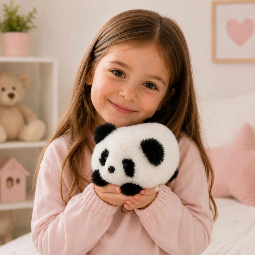 Lean Toys Pliušinis žaislas panda, juoda ir balta, 16 × 10 × 9 cm