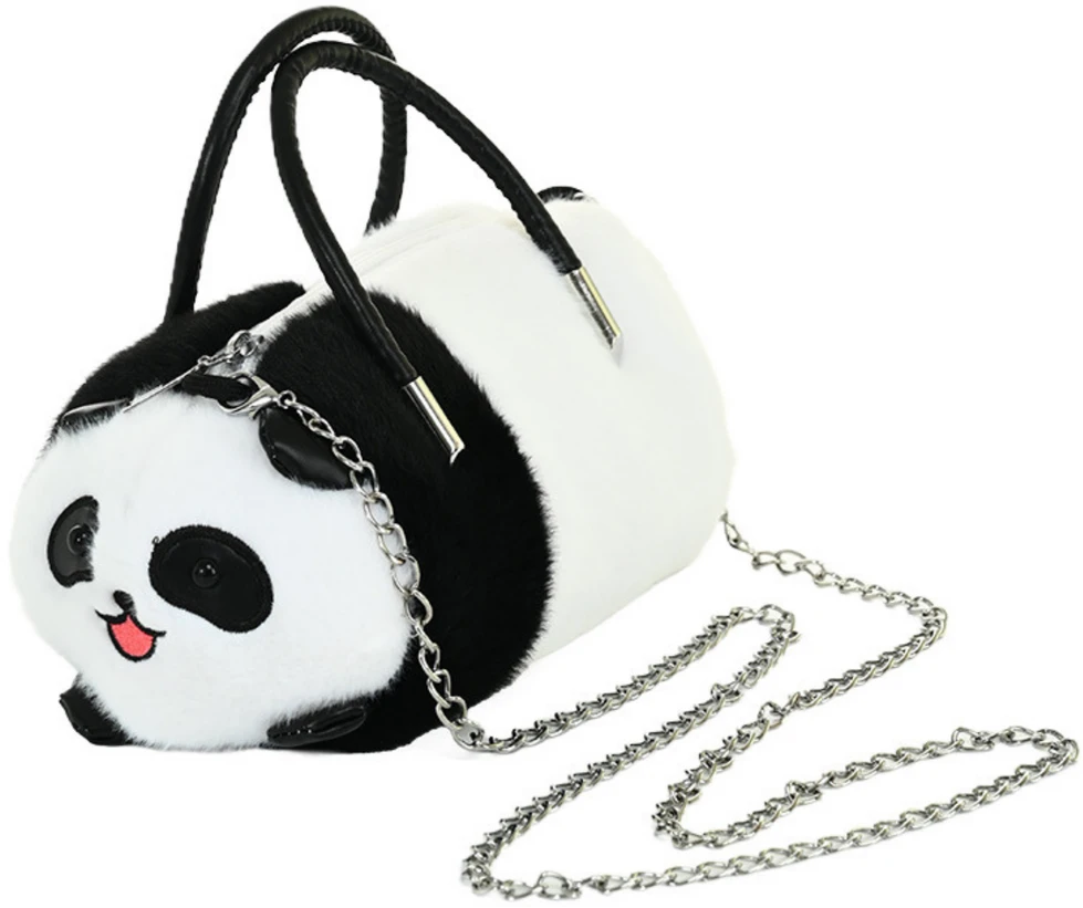 Lean Toys Pliušinė panda rankinė su metaline grandine, 20 cm