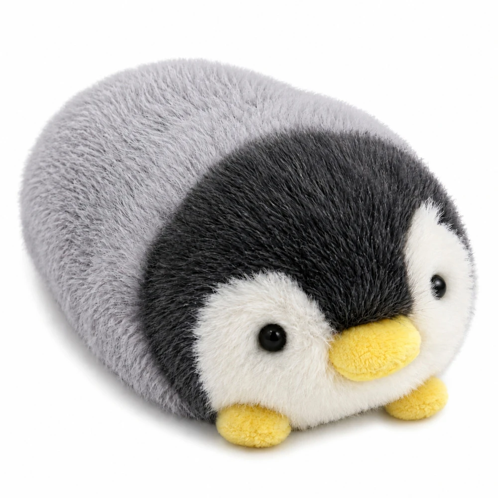 Lean Toys Pliušinis pingvinas, pilkas, 16 × 10 × 9 cm