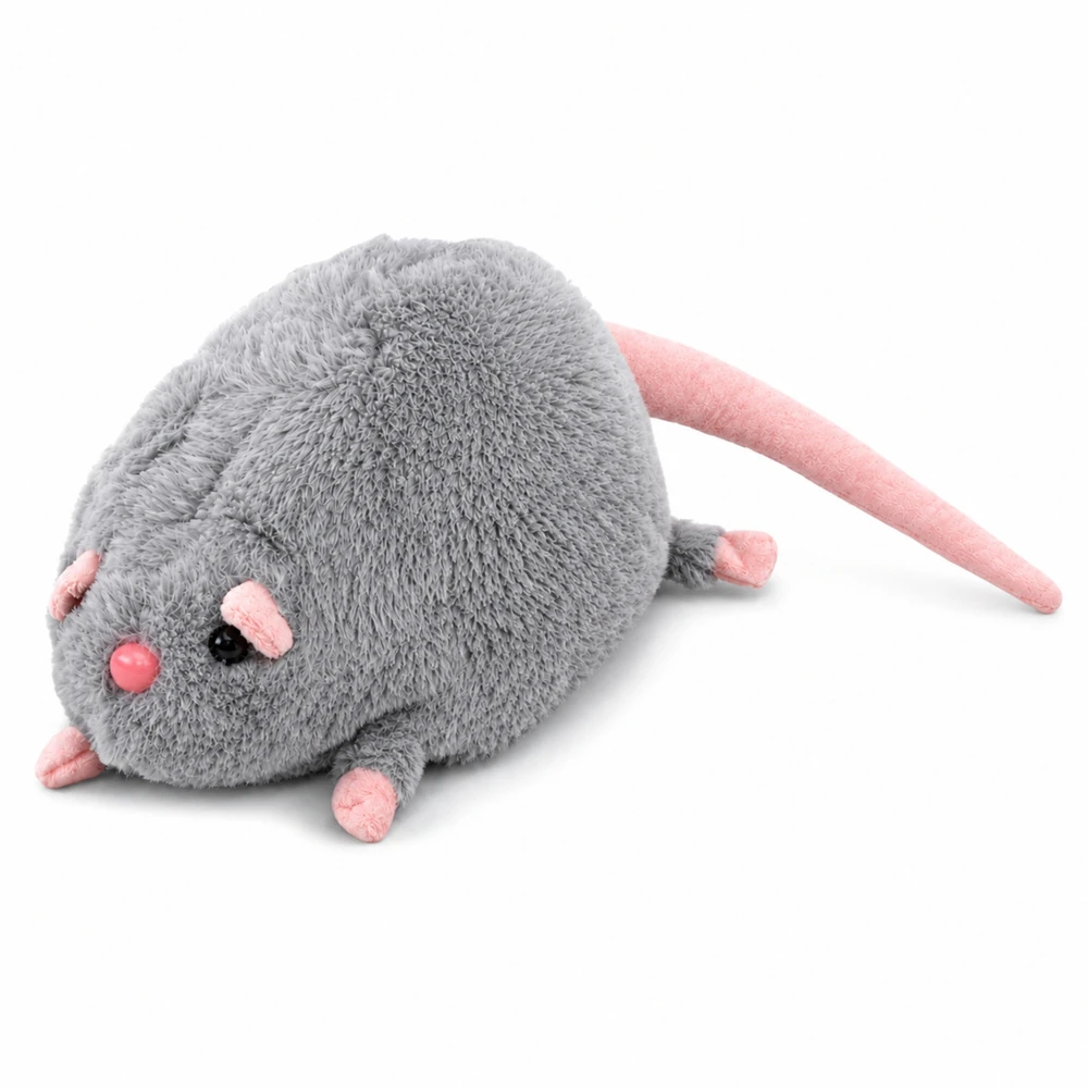 Lean Toys Pliušinis žaislas žiurkė su ilga uodega, pilkas, 40 x 12 x 12 cm