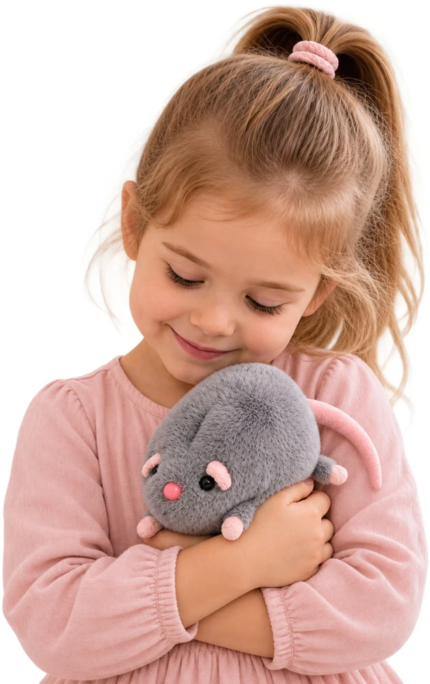 Lean Toys Pliušinis žaislas žiurkė su ilga uodega, pilkas, 40 x 12 x 12 cm