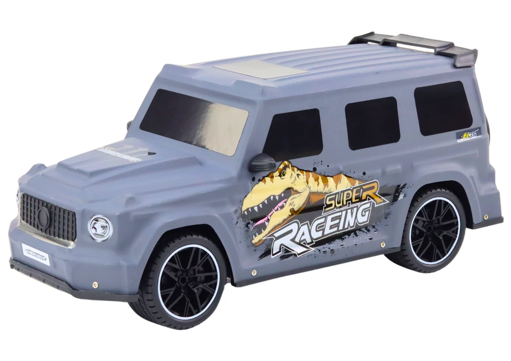 Lean Toys Nuotolinio valdymo automobilis su dinozauru, 1:10 mastelis, pilkas