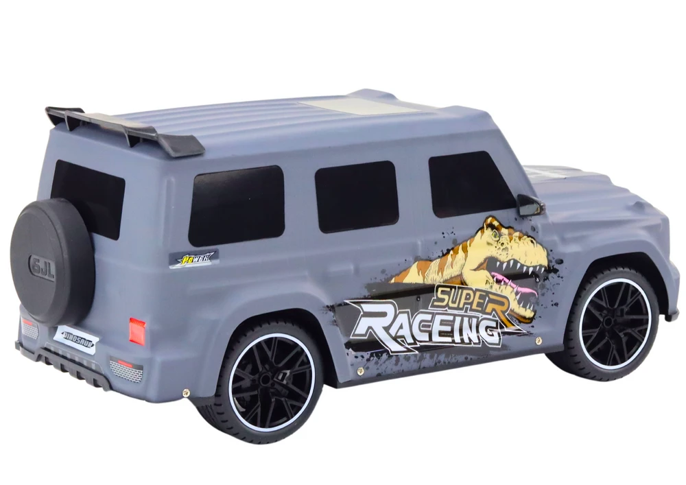 Lean Toys Nuotolinio valdymo automobilis su dinozauru, 1:10 mastelis, pilkas
