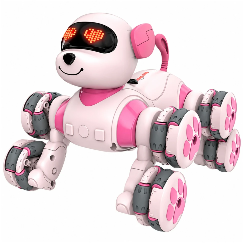 Lean Toys Pies Robot Zdalnie Sterowany RC 8 Kół Drift 360° Akrobacje Rožinė