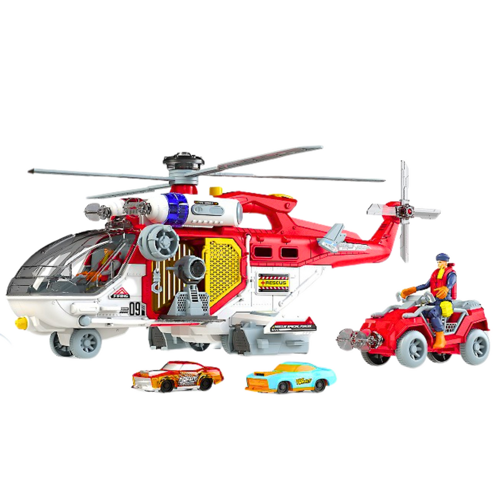 Lean Toys Multifunkcinis gelbėjimo sraigtasparnis su priedais