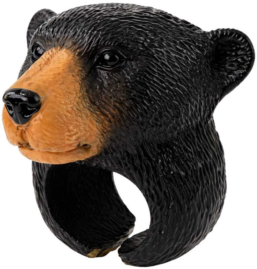 Lean Toys Vaikiškas medinis žiedas su rudojo lokio galva, 5,5 cm
