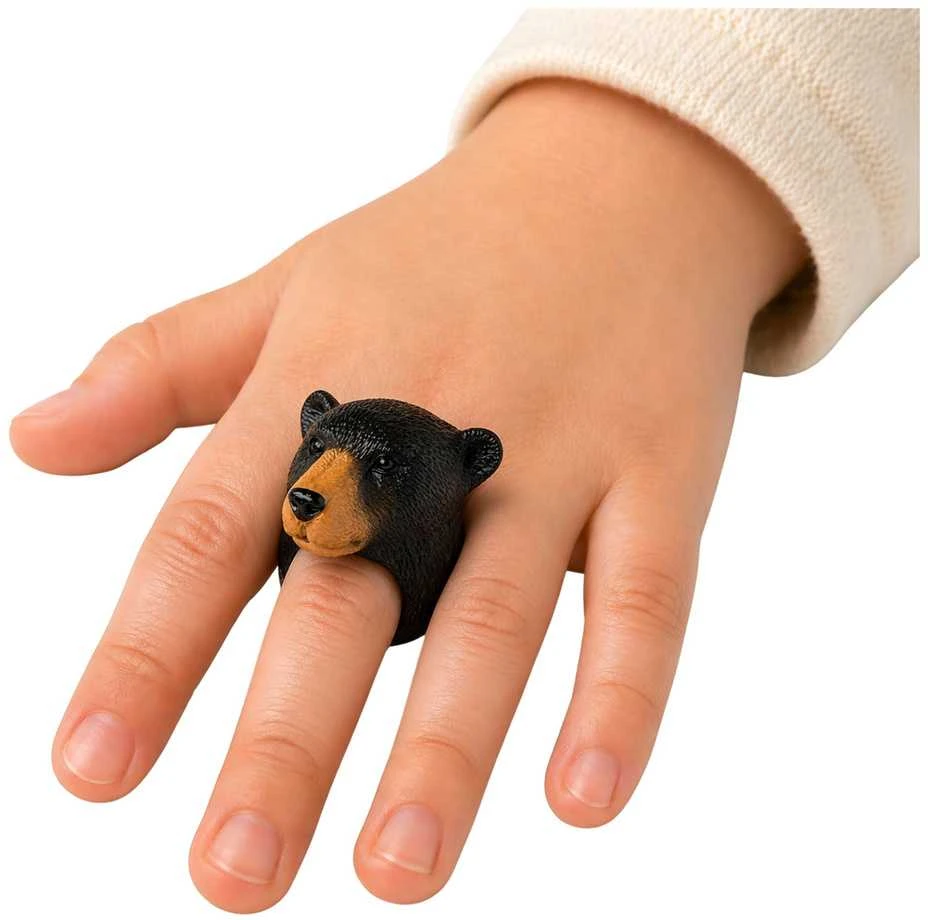 Lean Toys Vaikiškas medinis žiedas su rudojo lokio galva, 5,5 cm