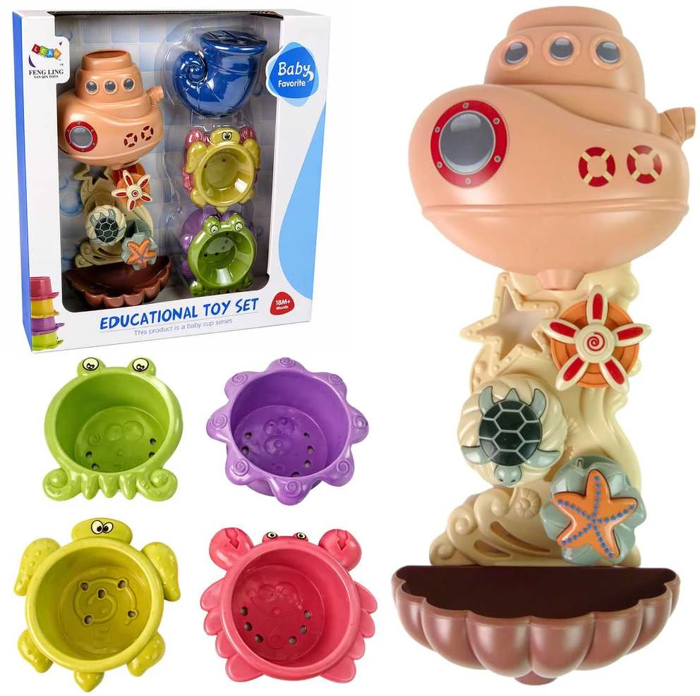Lean Toys Vonios žaislų rinkinys Laivas su kriokliu