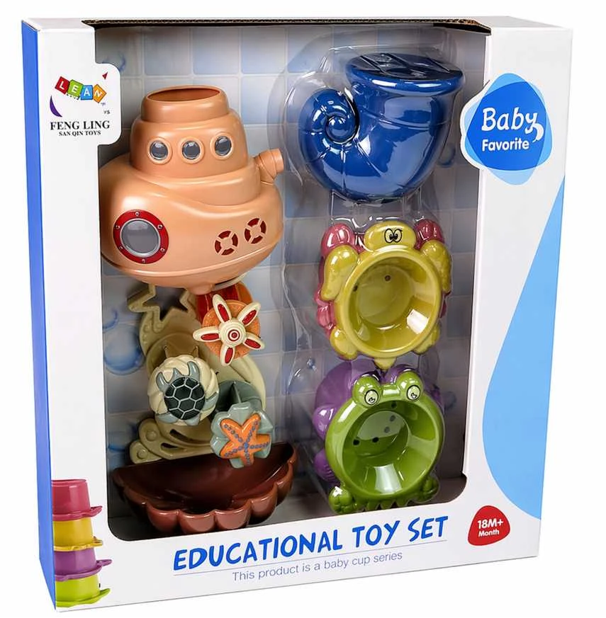 Lean Toys Vonios žaislų rinkinys Laivas su kriokliu