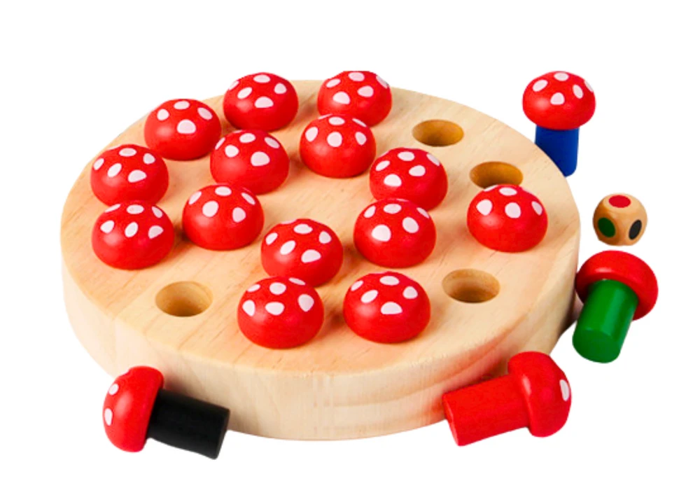 Dėlionė Lean Toys Medinis atminties žaidimas su grybukais šeimai