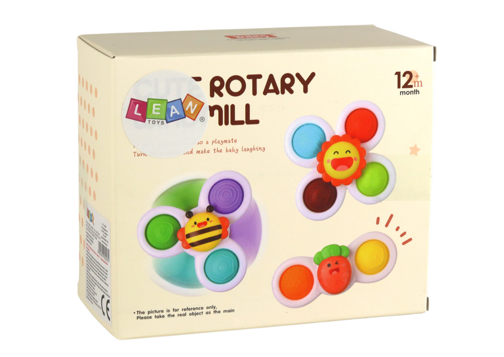 Lean Toys Sensoriniai žaislai su siurbtukais: morka, bitė ir saulė