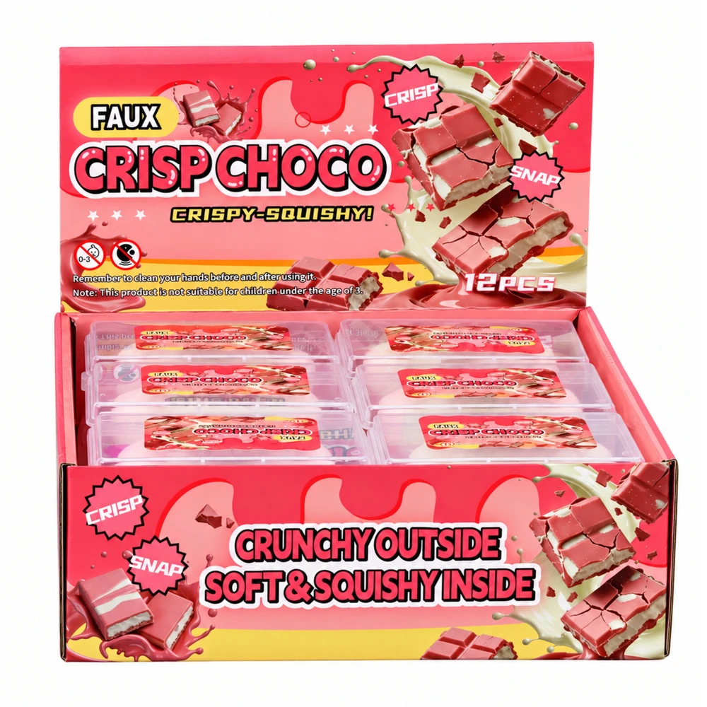 Lean Toys Sensory Fidget Toy – Crunchy Chocolate Bar (Baltas) – 8cm