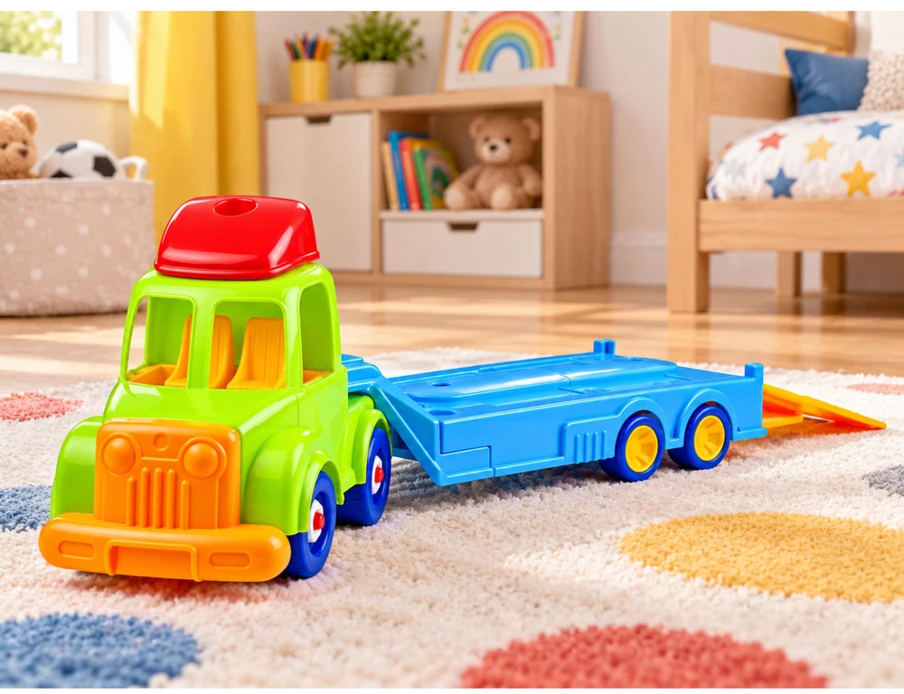 Lean Toys Vilkikas su automobiliukais ir aksesuarais