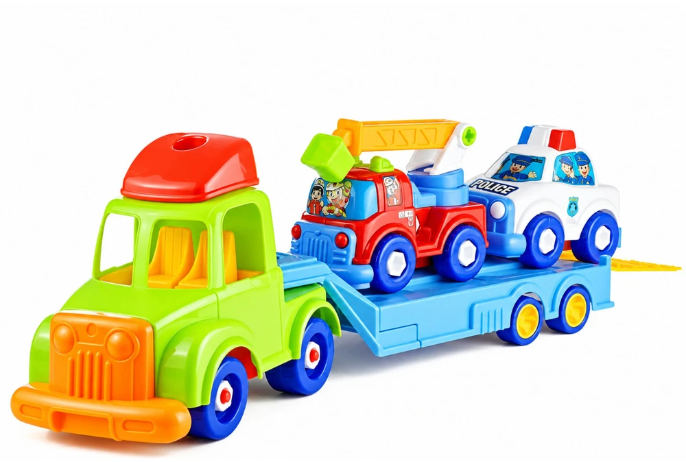Lean Toys Vilkikas su automobiliukais ir aksesuarais