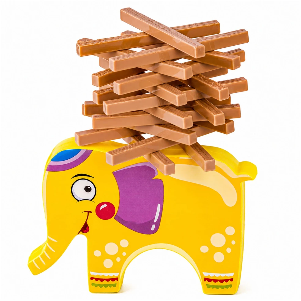 Lean Toys Balansavimo žaidimas su dramblio formos pagrindu, 61 vnt.