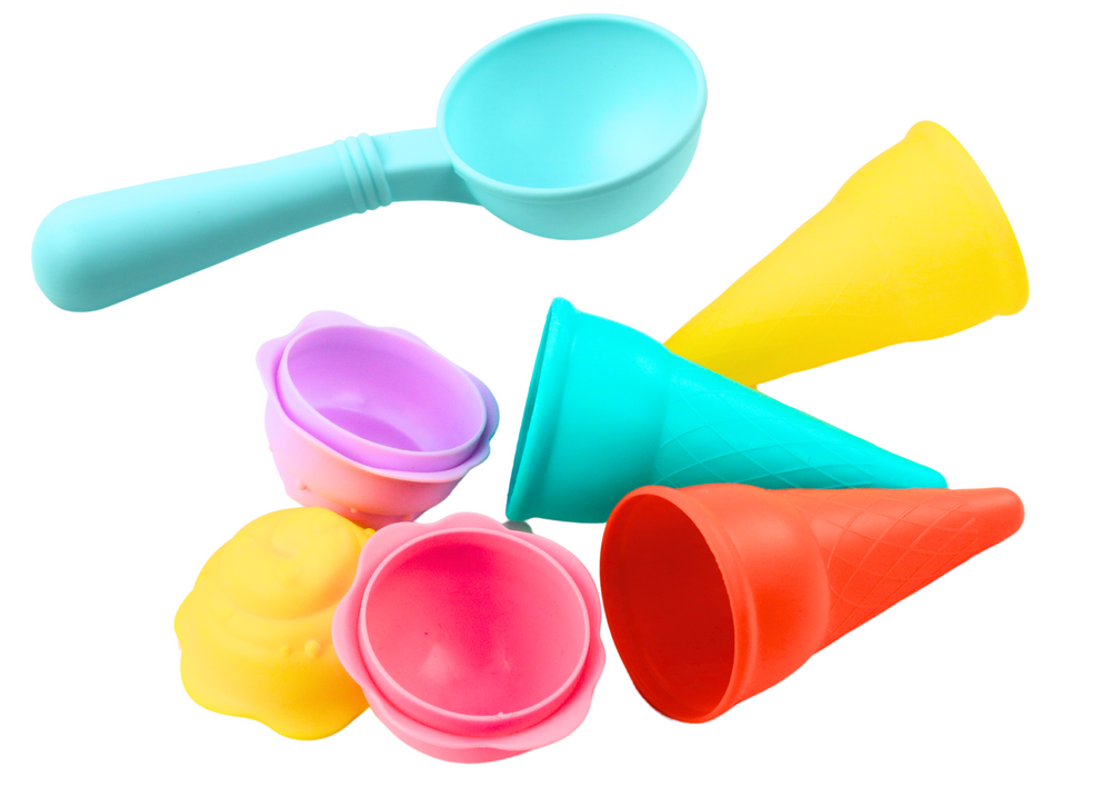Lean Toys Rožinis smėlio žaislų rinkinys su kibirėliu ir ledų formelėmis, 6 vnt.