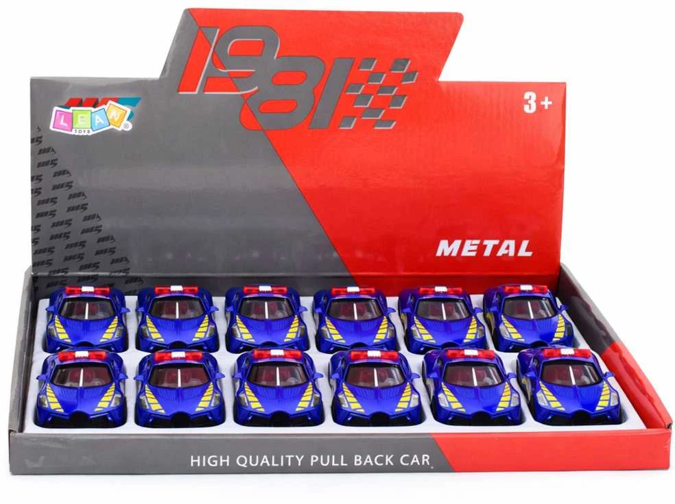 Lean Toys Policijos sportinis automobilis mėlynas 12 vnt.