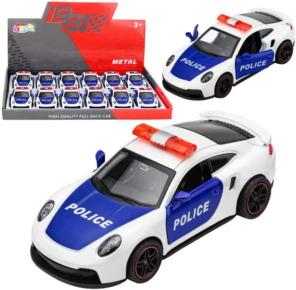 Lean Toys Policijos sportinis automobilis baltas–mėlynas
