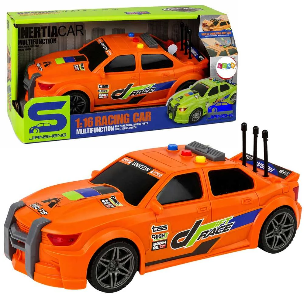 Lean Toys Vaikiškas lenktyninis automobilis su garsais, oranžinis, 1:16
