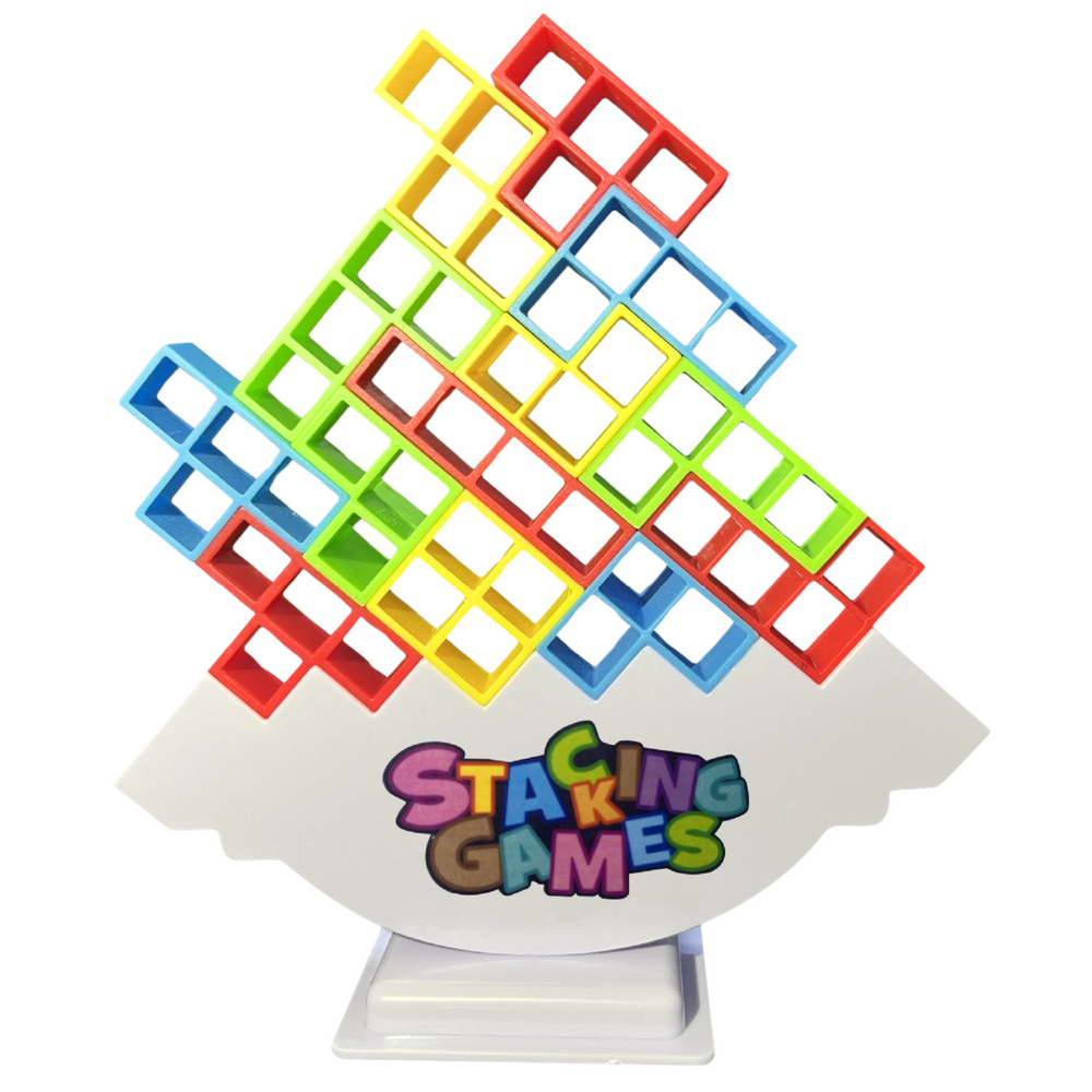 Lean Toys Tetrio Balansavimo Žaidimas su Bokštu ir Spalvotomis Kortelėmis