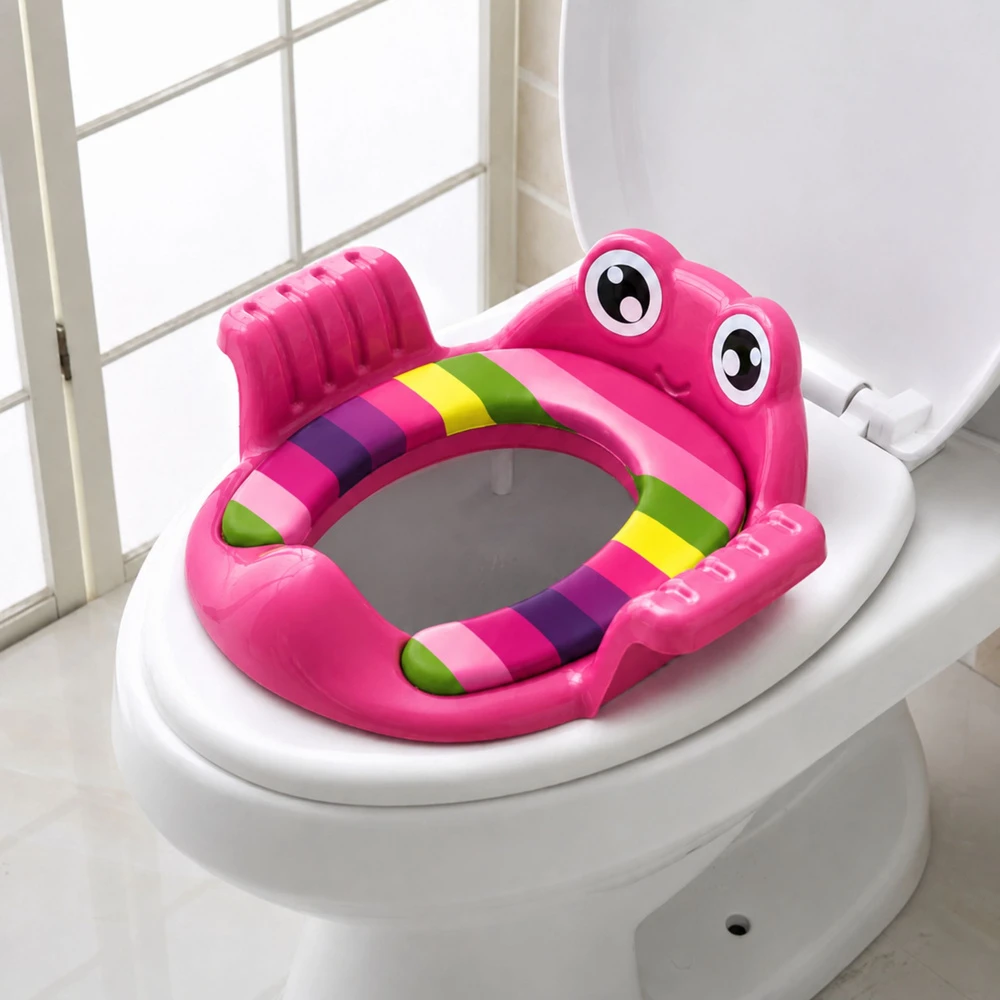 Lean Toys Vaikiškas tualeto sėdynės įdėklas su minkšta sėdyne ir rankenomis, rožinis, 38 × 35 cm