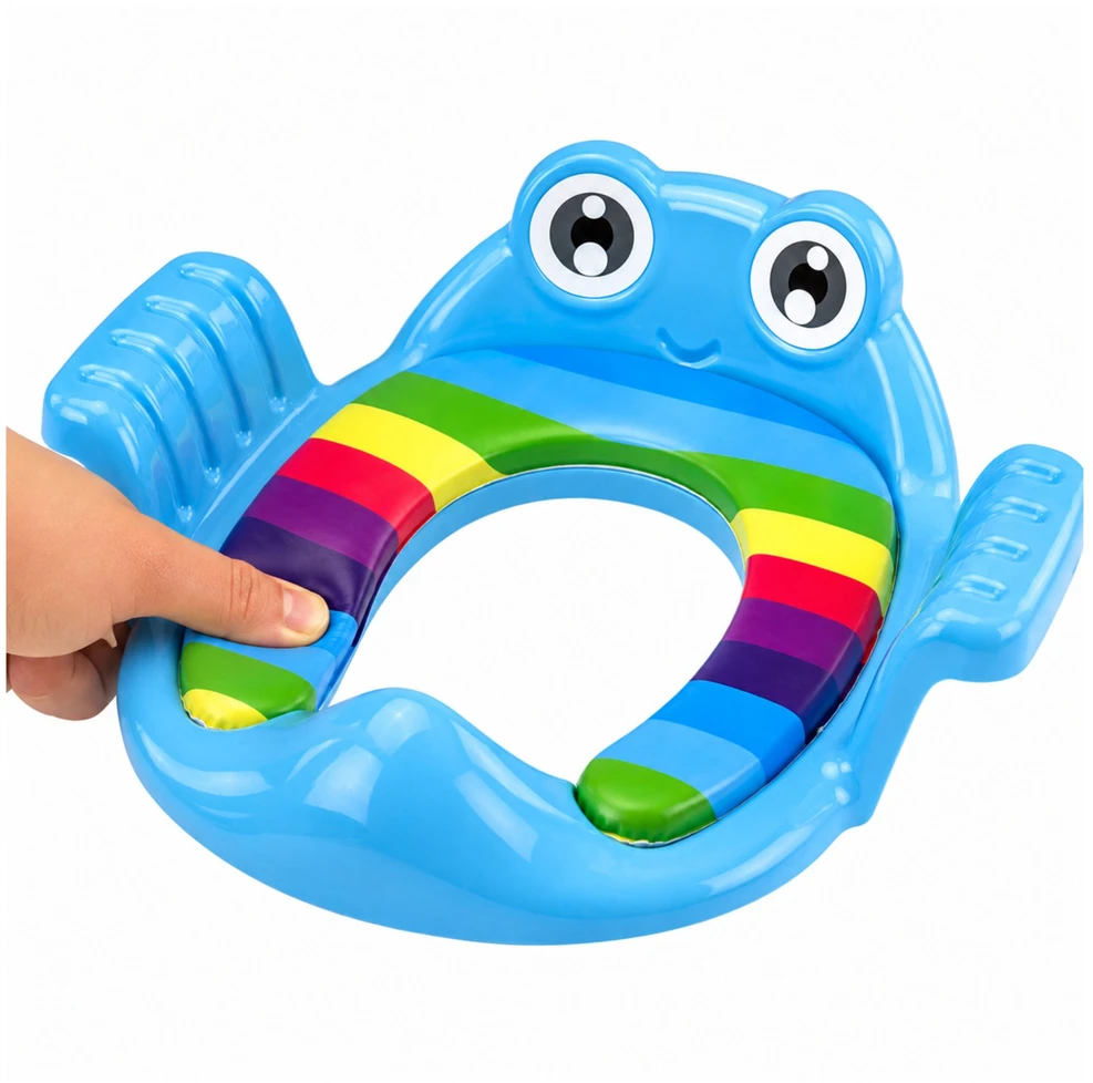 Lean Toys Vaikiškas tualeto sėdynės įdėklas su minkšta sėdyne ir rankenomis, mėlynas, 38 x 35 cm