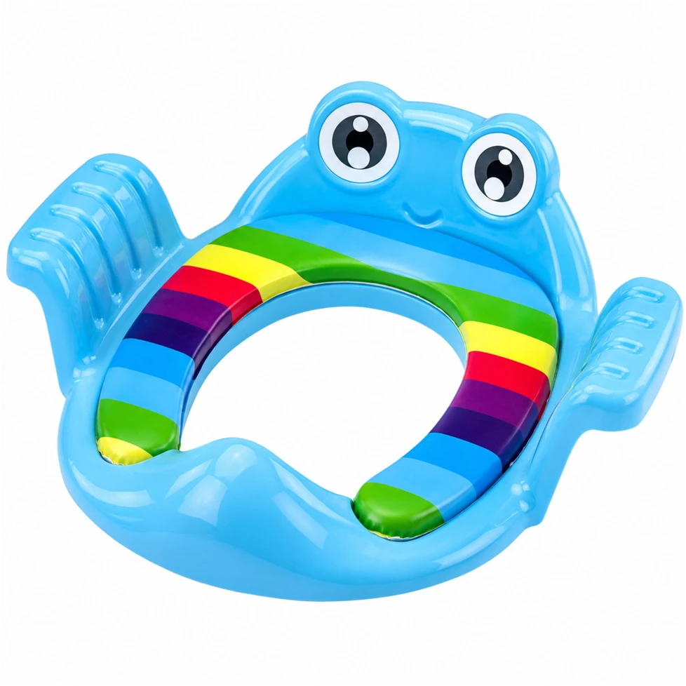 Lean Toys Vaikiškas tualeto sėdynės įdėklas su minkšta sėdyne ir rankenomis, mėlynas, 38 x 35 cm