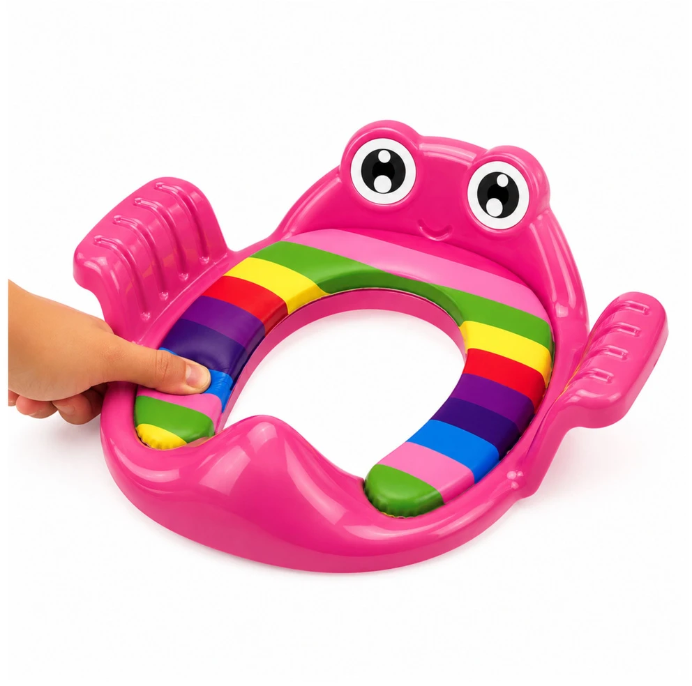 Lean Toys Vaikiškas tualeto sėdynės įdėklas su minkšta sėdyne ir rankenomis, rožinis, 38 × 35 cm