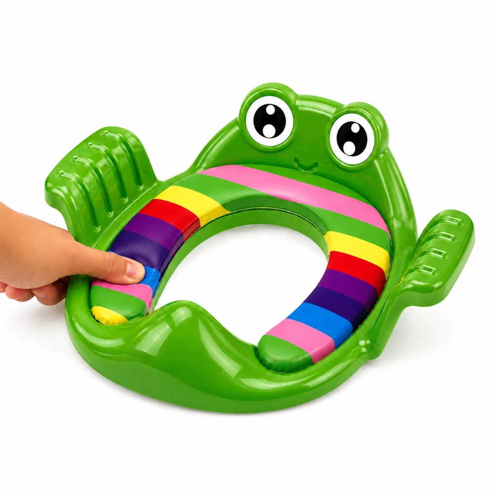 Lean Toys Deska Nakładka Toaletowa Dla Dzieci Miękkie Siedzisko Uchwyty Zielona