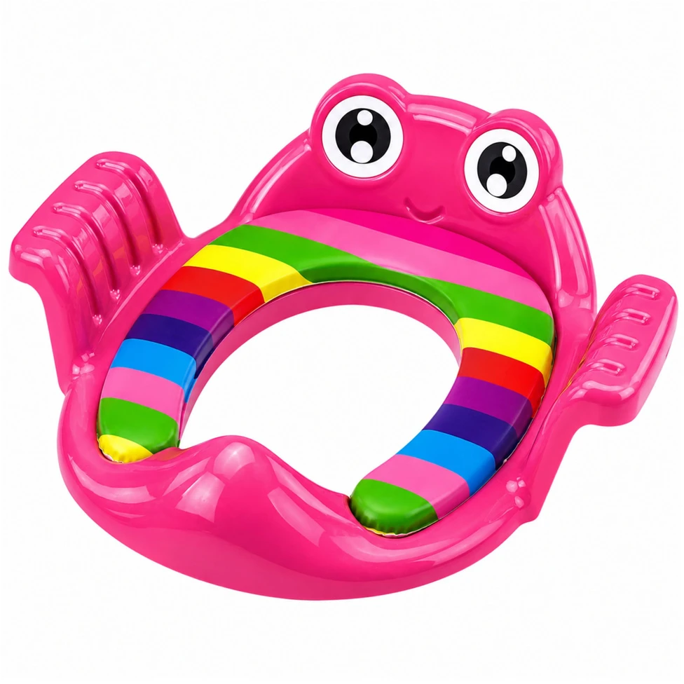 Lean Toys Vaikiškas tualeto sėdynės įdėklas su minkšta sėdyne ir rankenomis, rožinis, 38 × 35 cm