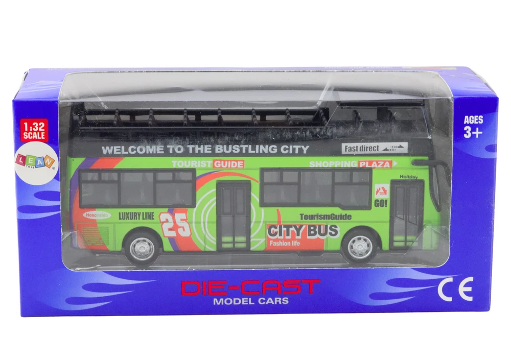 Žaislinis turistinis dviaukštis autobusas Lean Toys, 3 spalvos