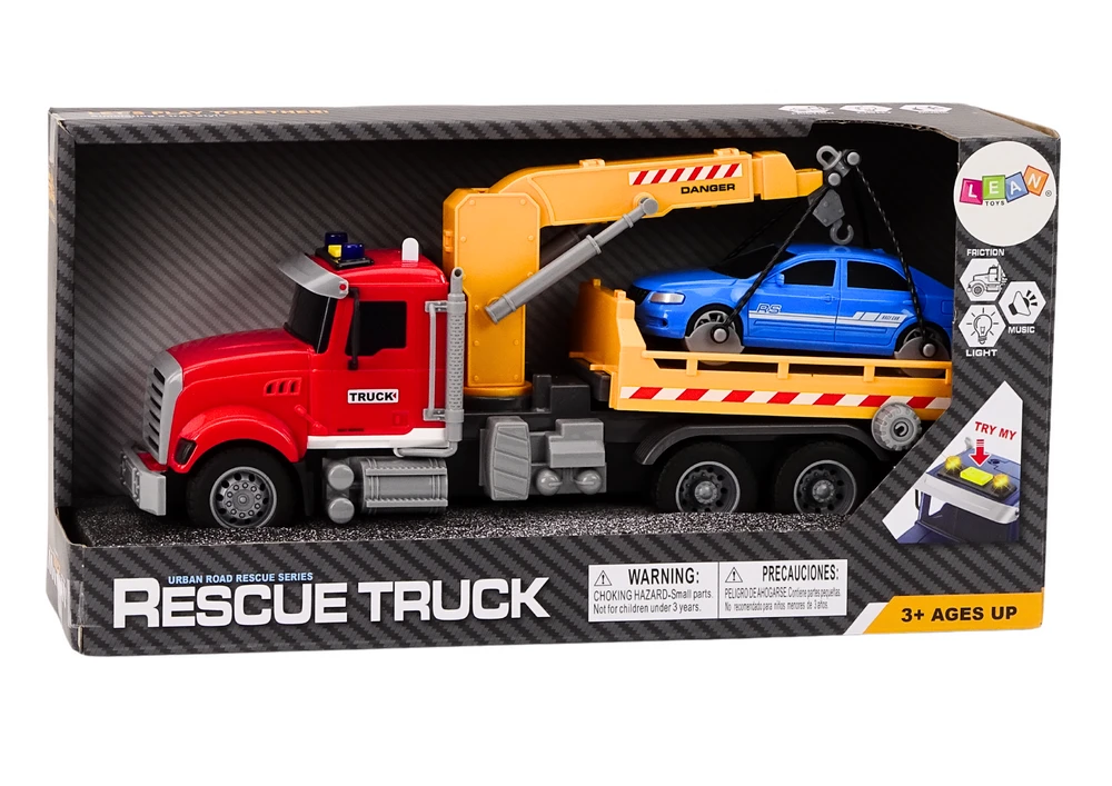 Lean Toys Raudonas evakuatorius su kranu