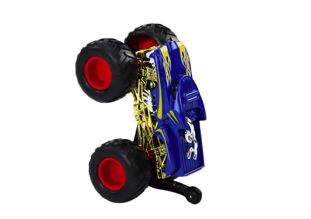 Lean Toys Mėlynas bekelės automobilis su dideliais guminiais ratais