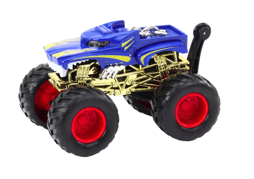 Lean Toys Mėlynas bekelės automobilis su dideliais guminiais ratais