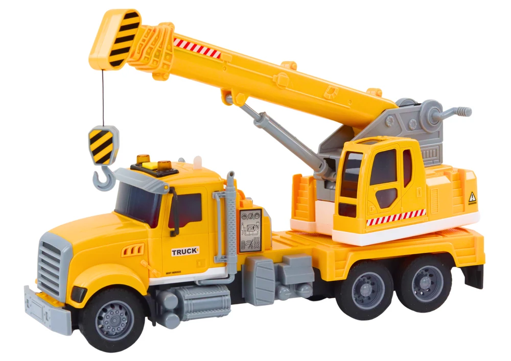 Lean Toys Geltonas sunkvežimis su kranu